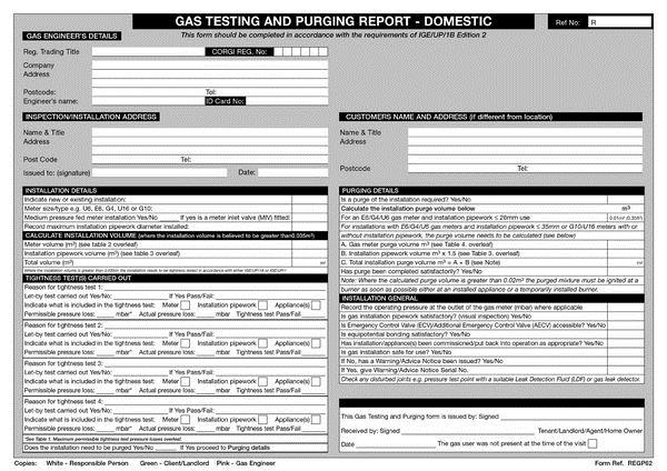 GAS TESTING & PURGING - DOMESTIC