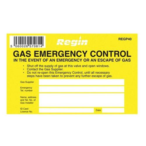 GAS EMERGENCY CONTROL STICKER 8