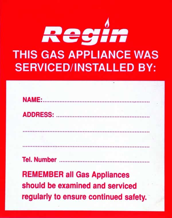 GAS APPLIANCE SERVICED STICKER 8