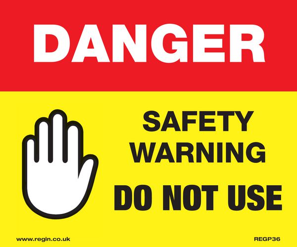 REGIN DANGER (DO NOT USE) WARNING STICKERS/TAGS
