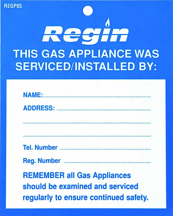 GAS APPLIANCE SERVICED TAG 8