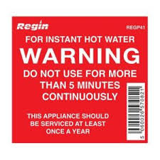 5 MINUTE HOT WATER WARNING STICKER